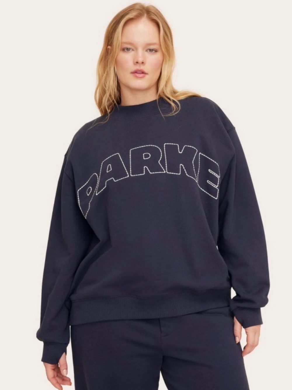 Parke x Target Navy Mockneck Pullover Sweatshirt